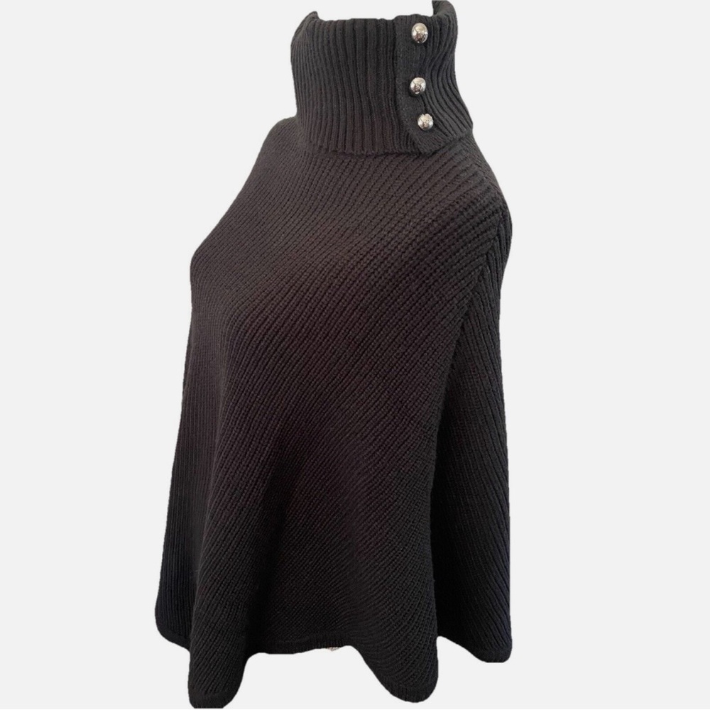 Michael Kors Black Turtleneck Poncho Sweater